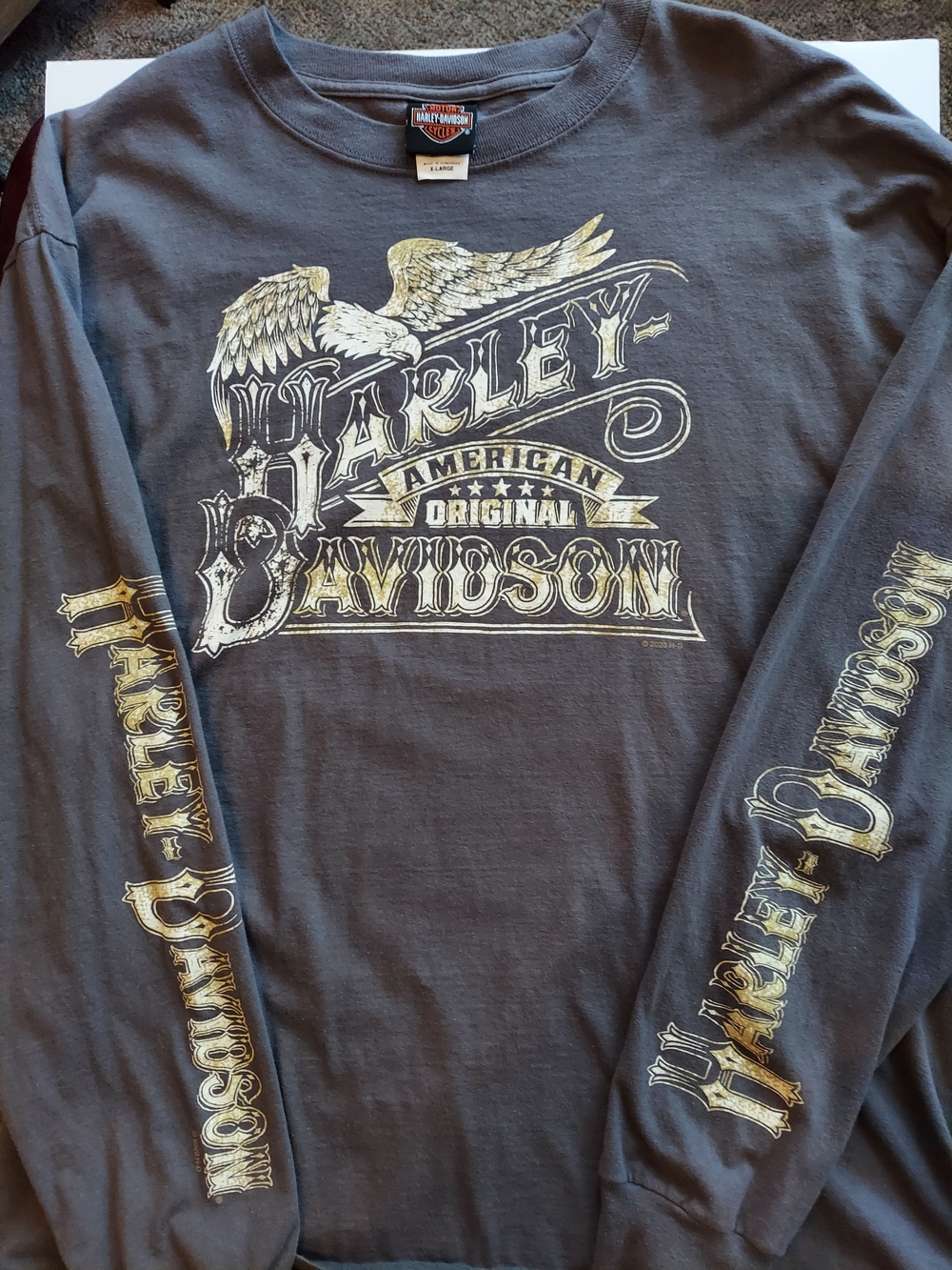 Harley-Davidson Black Long Sleeve Tee with Gold White Logo